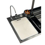      Galatea Design Modus E Zlew z wodospadem, dozownikiem, bateria 2-funkcyjną ZESTAW 75x45 wpuszczany gunmetal black GDP40GB WYPRZEDAŻ MAGAZYNOWA