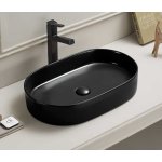   Galatea Design Bujur Umywalka 60x38 z korkiem klik-klak czarny mat/black matt GD78330DTMB W MAGAZYNIE!!