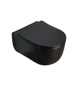      Galatea Design Bulatan Miska 49x35,5 z deską black matt/czarny mat GDB2361MB WYPRZEDAŻ MODELU!!