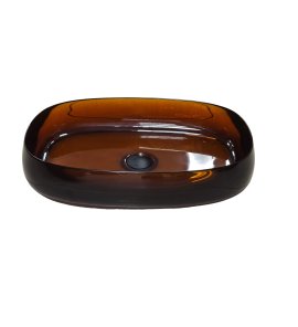   Galatea Design Paddle Umywalka stawiana na blat 58x38 Resinmood dark brown z korkiem klik-klak czarny mat GDFU2007DB W MAGAZYNIE!!
