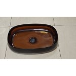   Galatea Design Paddle Umywalka stawiana na blat 58x38 Resinmood dark brown z korkiem klik-klak czarny mat GDFU2007DB W MAGAZYNIE!!
