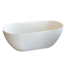 Galatea Design Arrezo Slim Wanna wolnostojąca 160x75 cm biały połysk z korkiem w kolorze wanny GWARS160.GPB.WH 