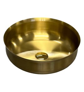      Galatea Design Bowl Umywalka stalowa stawiana Ø40 z korkiem klik-klak Brushed gold GD54602BRG WYPRZEDAŻ EKSPOZYCJI!!