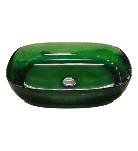   Galatea Design Paddle Umywalka stawiana na blat 60x40 jade green z korkiem klik-klak chrom GDFU2093JG 