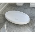 Oval Umywalka wpuszczana w blat owalna 60x40 cm biały mat z korkiem klik klak GD1155TMW