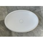 Oval Umywalka wpuszczana w blat owalna 60x40 cm biały mat z korkiem klik klak GD1155TMW