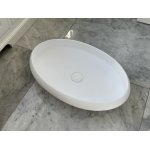 Oval Umywalka wpuszczana w blat owalna 60x40 cm biały mat z korkiem klik klak GD1155TMW