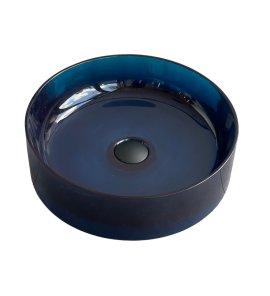   Galatea Design Tondo Umywalka ∅40 blue z korkiem klik klak black matt GDFU2018BL W MAGAZYNIE!!