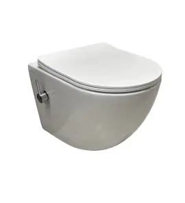    Galatea Design Bulat Miska bezrantowa 49x37 z funkcją bidetki z deską wolnoopadającą biały połysk GDG112GW WYPRZEDAŻ EKSPOZYCJI!!