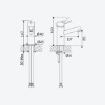 Bruma Lusitano Bateria umywalkowa jednootworowa z korkiem Click-Clack Morning Mist 1070001MM
