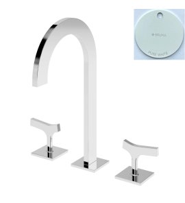 Bruma Royale Bateria umywalkowa 3-otworowa z korkiem Click-Clack Pure White 1922541PW
