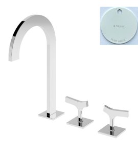 Bruma Royale Bateria umywalkowa 3-otworowa z korkiem Click-Clack Pure White 1922641PW