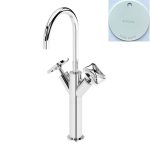 Bruma Navy Bateria umywalkowa jednootworowa wysoka z korkiem Click-Clack Pure White 1902111PW