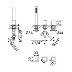 Bruma Adamastor Bateria wannowo-natryskowa na brzeg wanny Chrom 3015012CR