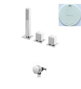 Bruma Adamastor Bateria wannowo-natryskowa na brzeg wanny z syfonem Pure White 3015212PW