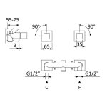 Bruma Adamastor Bateria umywalkowa podtynkowa Chrom 3013902CR