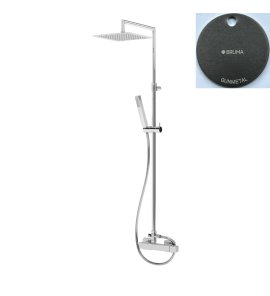 Bruma Adamastor Zestaw natryskowy naścienny z deszczownicą 250x250 mm na ramieniu ściennym Gunmetal 3012762MG