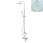 Bruma Adamastor Zestaw wannowo-natryskowy naścienny z deszczownicą 250x250 mm na ramieniu ściennym Pure White 3012662PW