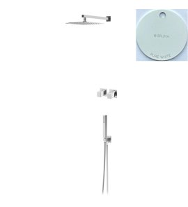Bruma Adamastor Zestaw natryskowy podtynkowy 250x250 mm z ramieniem ściennym i słuchawką prysznicową Pure White 3017532PW