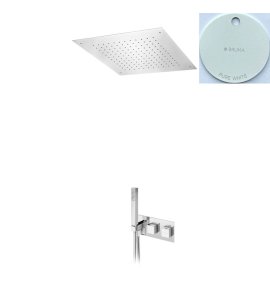 Bruma Adamastor Zestaw natryskowy termostatyczny podtynkowy z deszczownicą 500x500 mm sufitową Pure White 1854872PW
