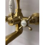   Galatea Design Retro Bateria wannowa ścienna z zestawem prysznicowym brushed gold GDT8BRG