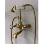   Galatea Design Retro Bateria wannowa ścienna z zestawem prysznicowym brushed gold GDT8BRG