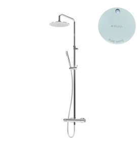 Bruma Avalon Bateria natryskowa ścienna z deszczownicą na ramieniu Ø 250 mm i słuchawką prysznicową Pure White 1892707PW