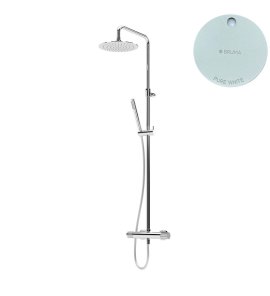 Bruma Avalon Bateria natryskowa ścienna z deszczownicą na ramieniu Ø 250 mm i słuchawką prysznicową Pure White 1893401PW