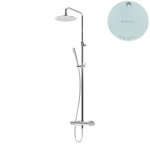 Bruma Avalon Bateria natryskowa ścienna z deszczownicą na ramieniu Ø 250 mm i słuchawką prysznicową Pure White 1893401PW