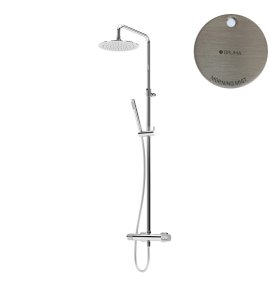 Bruma Avalon Bateria natryskowa ścienna z deszczownicą na ramieniu Ø 250 mm i słuchawką prysznicową Morning Mist 1893402MM