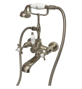 Galatea Design Retro Bateria wannowa ścienna z zestawem prysznicowym nikiel GDT8NKL