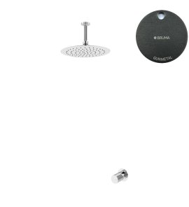 Bruma Avalon Bateria natryskowa podtynkowa z deszczownicą Ø 250 mm sufitową Gunmetal 1893700MG