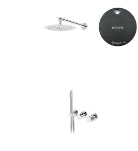 Bruma Avalon Bateria natryskowa podtynkowa z deszczownicą ścienną Ø 250 mm słuchawką prysznicową Gunmetal 1893602MG