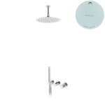 Bruma Avalon Bateria natryskowa podtynkowa z deszczownicą sufitową Ø 250 mm słuchawką prysznicową Pure White 1893702PW