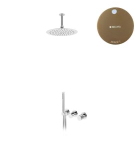 Bruma Avalon Bateria natryskowa podtynkowa z deszczownicą sufitową Ø 250 mm słuchawką prysznicową Sunset 1893702SS
