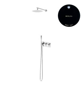 Bruma Avalon Zestaw natryskowy termostatyczny podtynkowy z deszczownicą ścienną Ø 250 mm i słuchawką prysznicową Night Sky 1847804NS