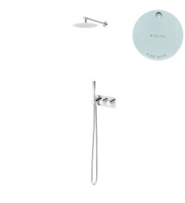 Bruma Avalon Zestaw natryskowy termostatyczny podtynkowy z deszczownicą ścienną Ø 250 mm i słuchawką prysznicową Pure White 1847804PW