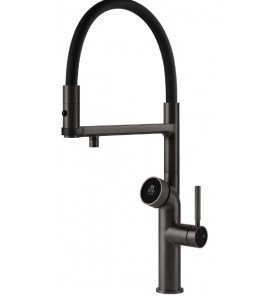   Gessi Vita Bateria zlewozmywakowa jednouchwytowa black metal brushed 60722.707/COLD 