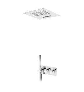Bruma Avalon Bateria natryskowa termostatyczna podtynkowa z deszczownicą sufitową 500x500 mm i słuchawką prysznicową Chrom 1844882CR