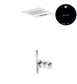 Bruma Avalon Bateria natryskowa termostatyczna podtynkowa z deszczownicą sufitową 500x500 mm i słuchawką prysznicową Night Sky 1844882NS