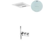 Bruma Avalon Bateria natryskowa termostatyczna podtynkowa z deszczownicą sufitową 500x500 mm i słuchawką prysznicową Pure White 1844882PW