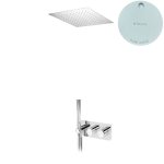 Bruma Avalon Bateria natryskowa termostatyczna podtynkowa z deszczownicą sufitową 500x500 mm i słuchawką prysznicową Pure White 1844872PW