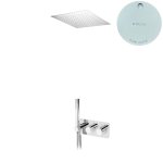 Bruma Avalon Bateria natryskowa termostatyczna podtynkowa z deszczownicą sufitową 380x380 mm i słuchawką prysznicową Pure White 1844862PW
