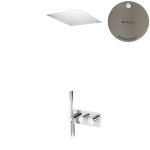 Bruma Avalon Bateria natryskowa termostatyczna podtynkowa z deszczownicą sufitową 380x380 mm i słuchawką prysznicową Morning Mist 1844862MM