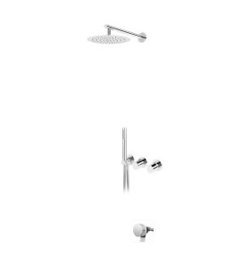 Bruma Avalon Bateria wannowo-natryskowa podtynkowa z deszczownicą ścienną Ø 250 mm napełnianiem przez przelew i słuchawką prysznicową Chrom 1893521CR