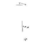 Bruma Avalon Bateria wannowo-natryskowa podtynkowa z deszczownicą ścienną Ø 250 mm napełnianiem przez przelew i słuchawką prysznicową Chrom 1893521CR