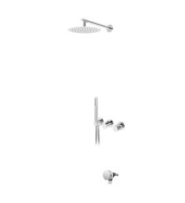 Bruma Avalon Bateria wannowo-natryskowa podtynkowa z deszczownicą ścienną Ø 250 mm napełnianiem przez przelew i słuchawką prysznicową Chrom 1892400CR
