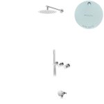 Bruma Avalon Bateria wannowo-natryskowa podtynkowa z deszczownicą ścienną Ø 250 mm napełnianiem przez przelew i słuchawką prysznicową Pure White 1892400PW