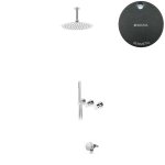 Bruma Avalon Bateria wannowo-natryskowa podtynkowa z deszczownicą sufitową Ø 250 mm napełnianiem przez przelew i słuchawką prysznicową Gunmetal 1893621MG