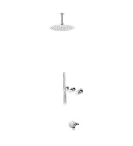 Bruma Avalon Bateria wannowo-natryskowa podtynkowa z deszczownicą sufitową Ø 250 mm napełnianiem przez przelew i słuchawką prysznicową Chrom 1892500CR